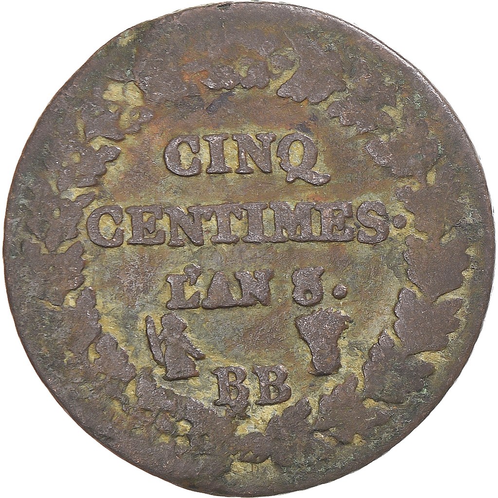 Coin, France, Dupré, 5 Centimes, An 8/6, Strasbourg, , Copper