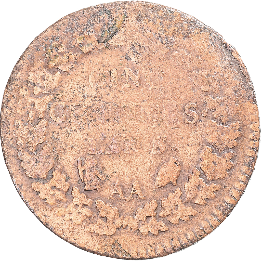 Coin, France, Dupré, 5 Centimes, AN 5, Metz, , Copper, Gadoury:126