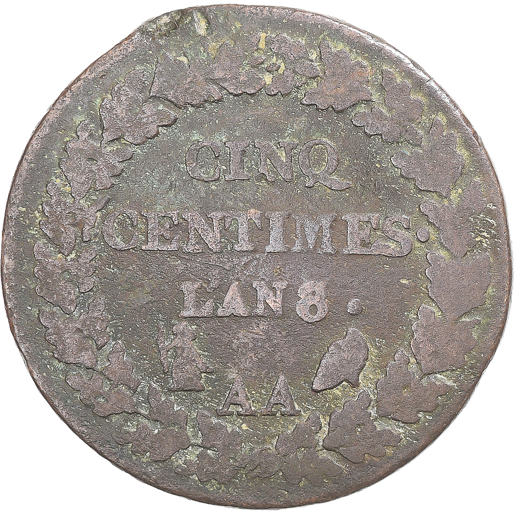 Coin, France, Dupré, 5 Centimes, AN 8/5, Metz, , Copper, Gadoury:126a
