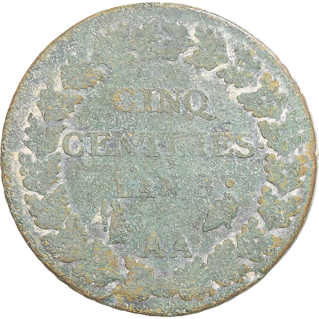 Coin, France, Dupré, 5 Centimes, AN 8, Metz, , Copper, Gadoury:126a