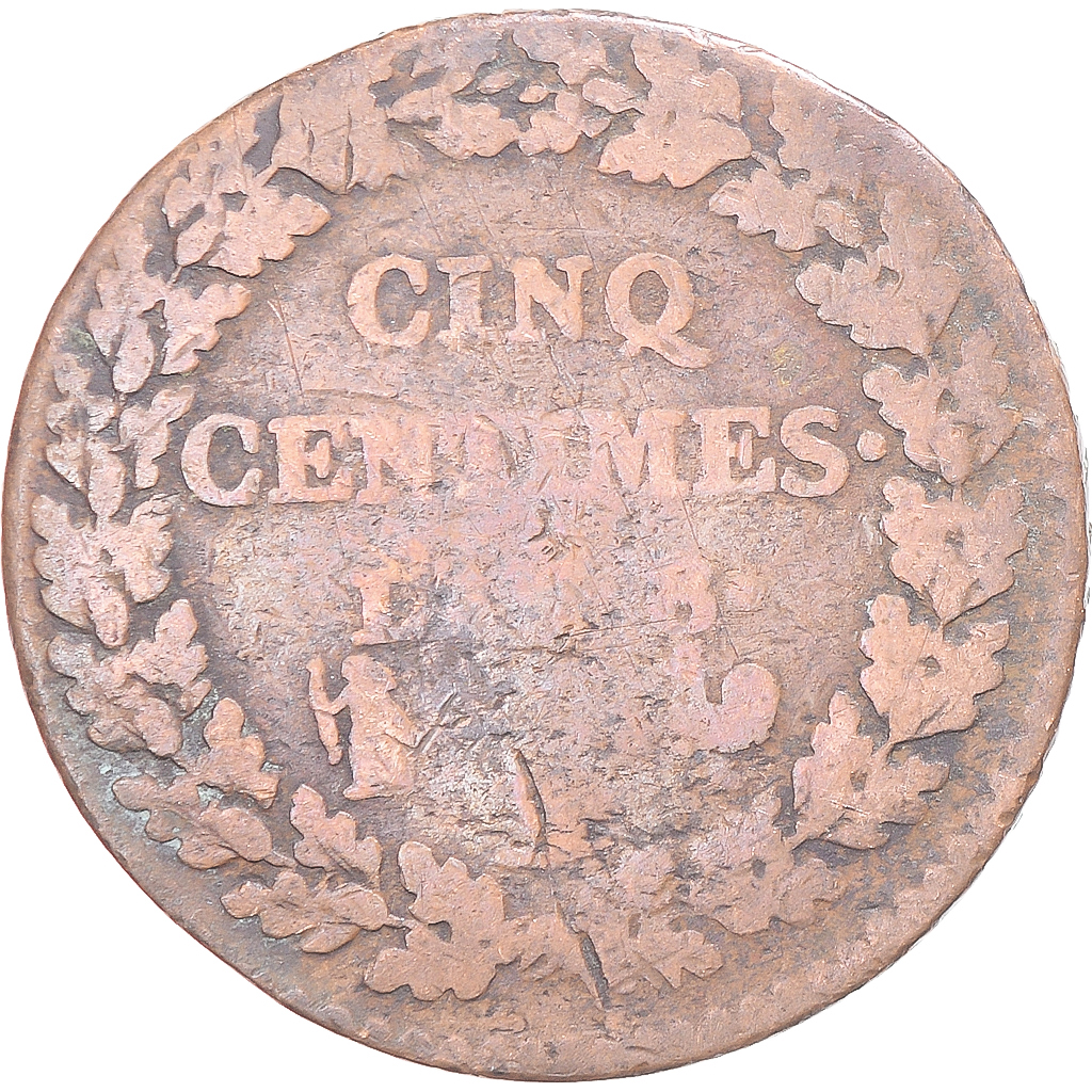 Coin, France, Dupré, 5 Centimes, AN 8, , Copper, Gadoury:126a