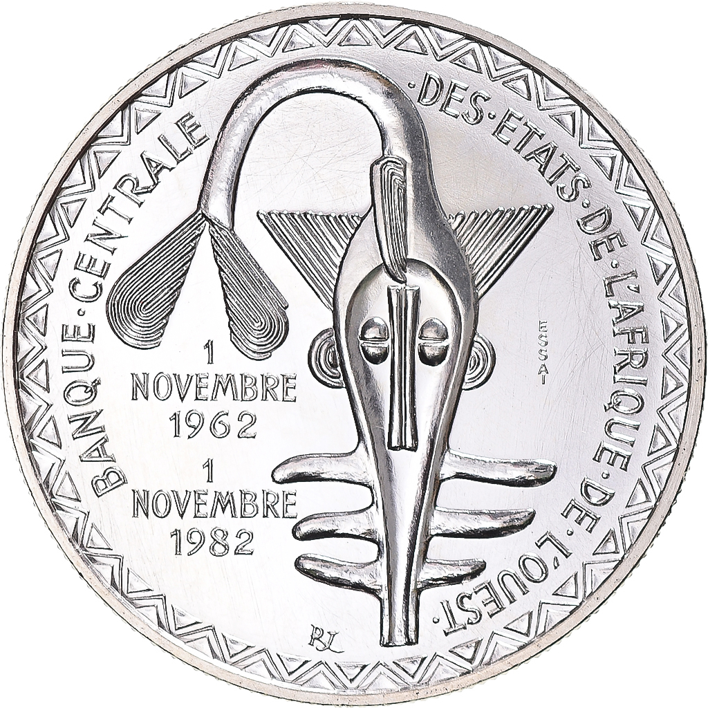 Coin, West African States, 5000 Francs, 1982, Monnaie de Paris, ESSAI, 