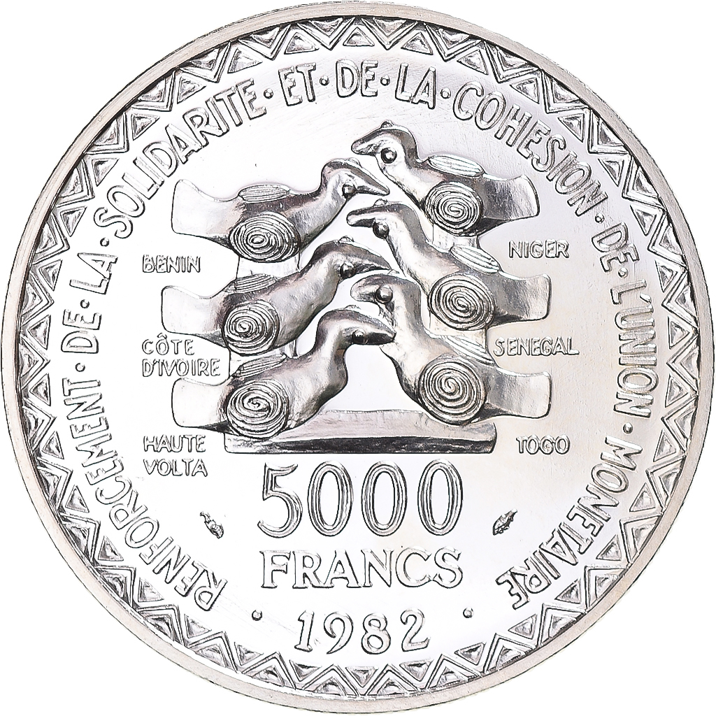 Coin, West African States, 5000 Francs, 1982, Monnaie de Paris, ESSAI, 