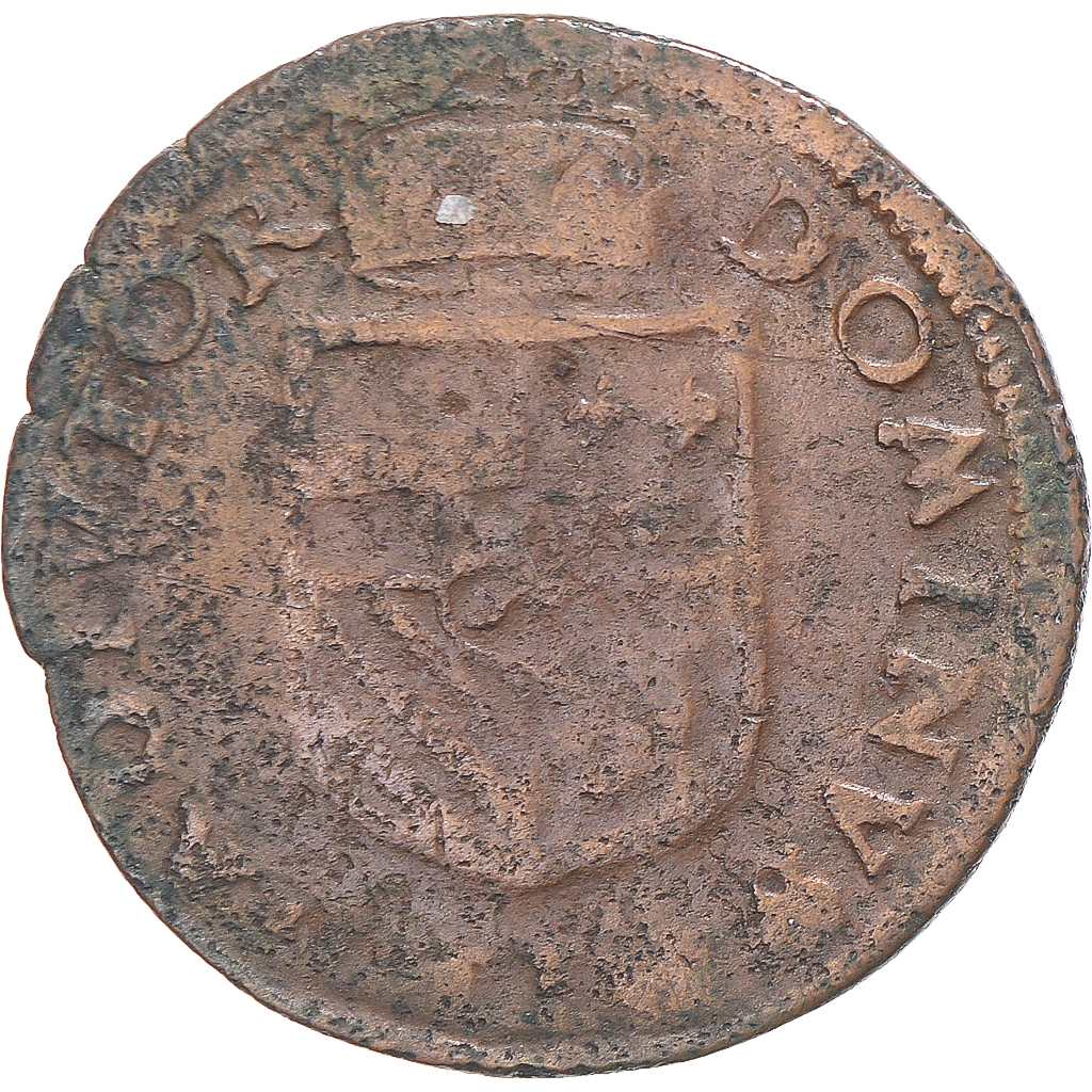 Coin, Spanish Netherlands, Philip II, Liard, 1587, Maastricht, , Copper