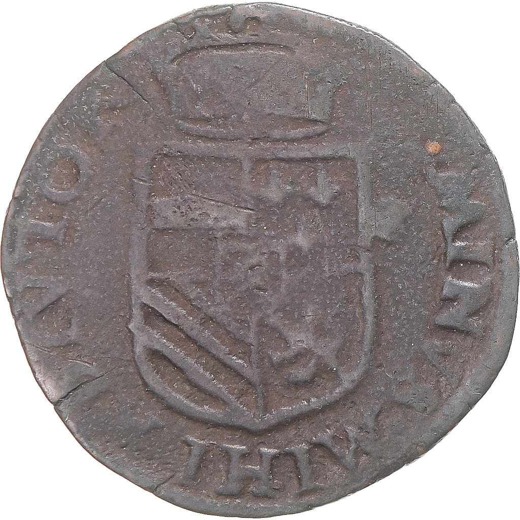 Coin, Spanish Netherlands, Philip II, Liard, 1589, Maastricht, , Copper