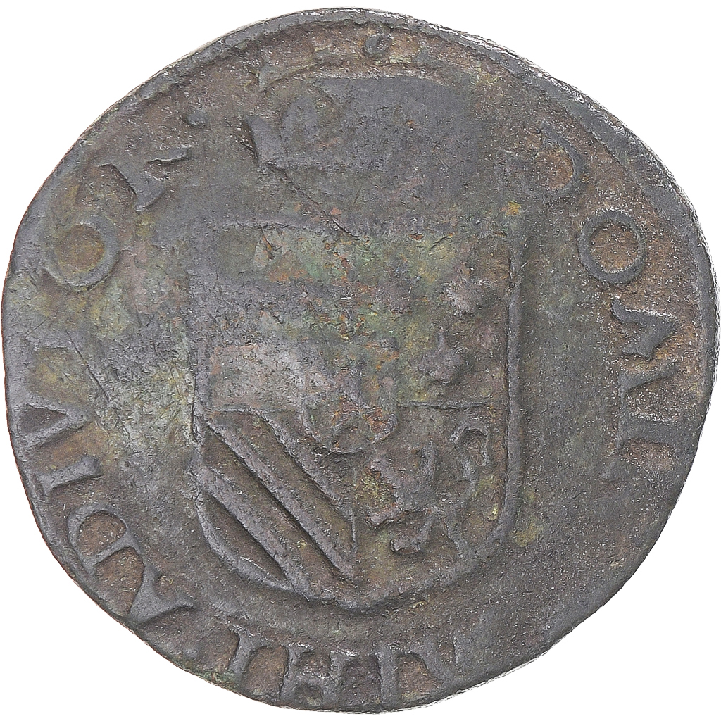 Coin, Spanish Netherlands, Philip II, Liard, 1591, Maastricht, , Copper