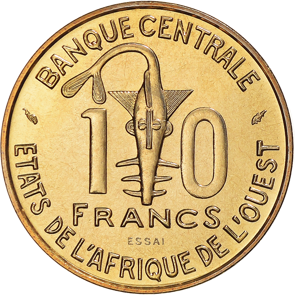 Coin, West African States, 10 Francs, 1981, Paris, ESSAI, , Brass