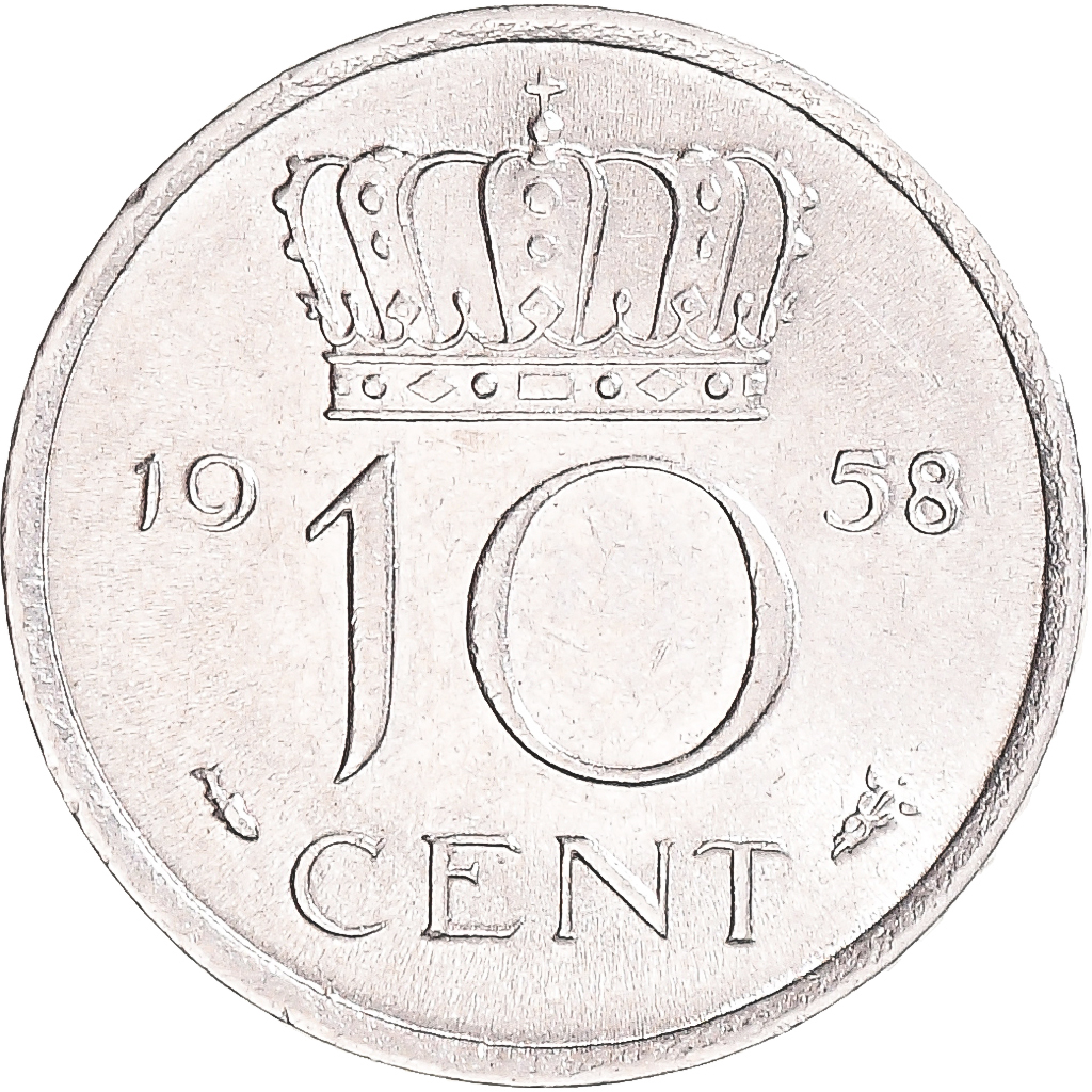 Coin, Netherlands, Juliana, 10 Cents, 1958, , Nickel, KM:182
