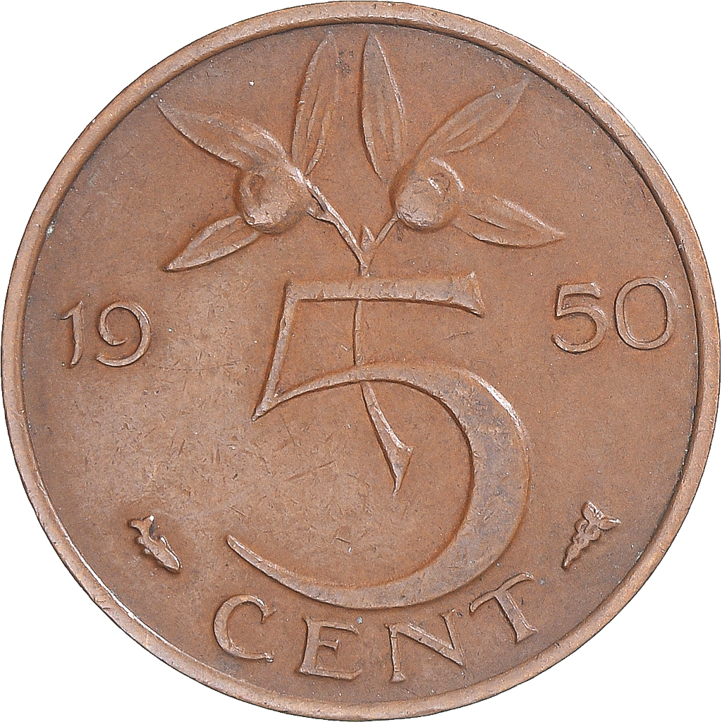 Coin, Netherlands, Juliana, 5 Cents, 1950, , Copper, KM:181