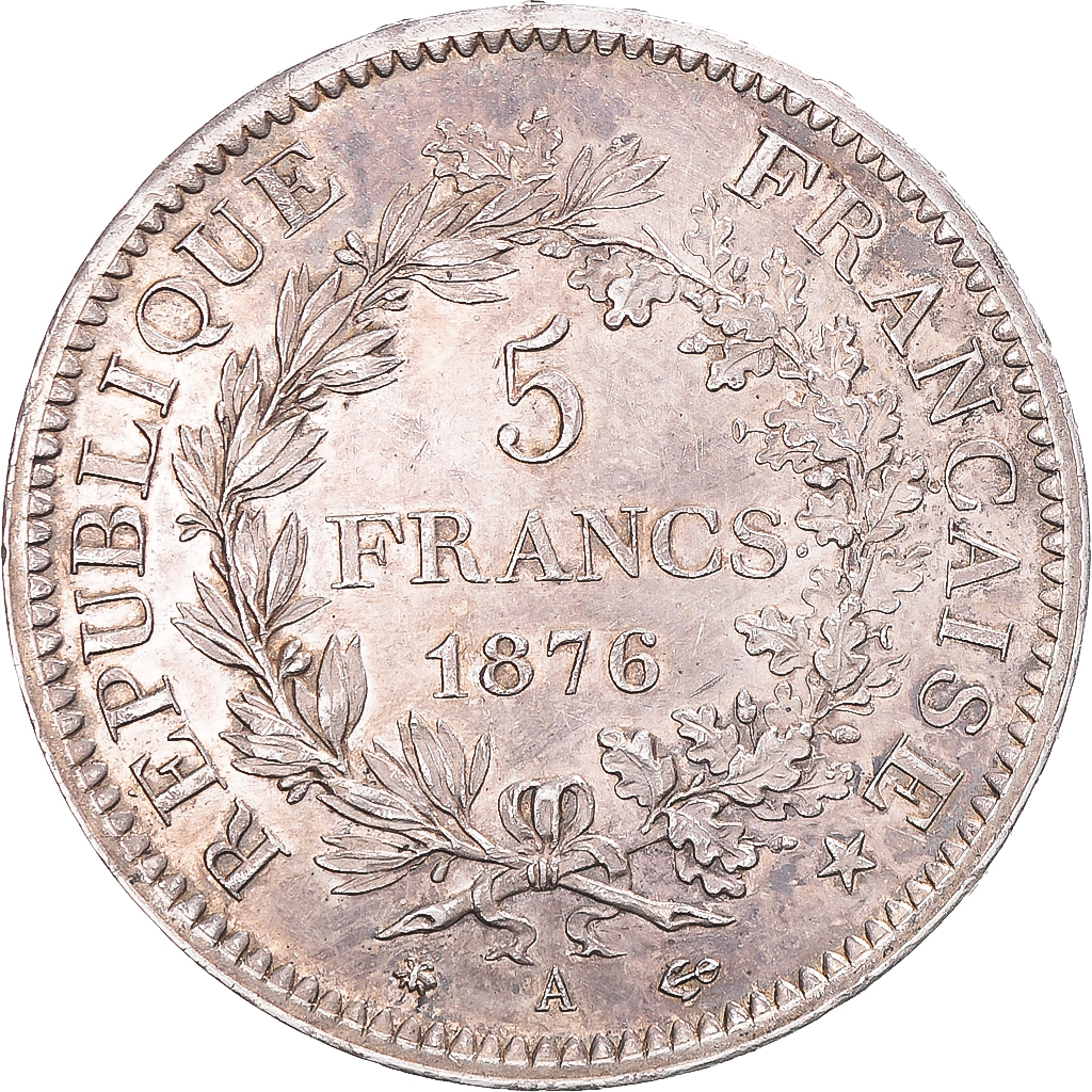 Coin, France, Hercule, 5 Francs, 1876, Paris, , Silver, KM:820.1