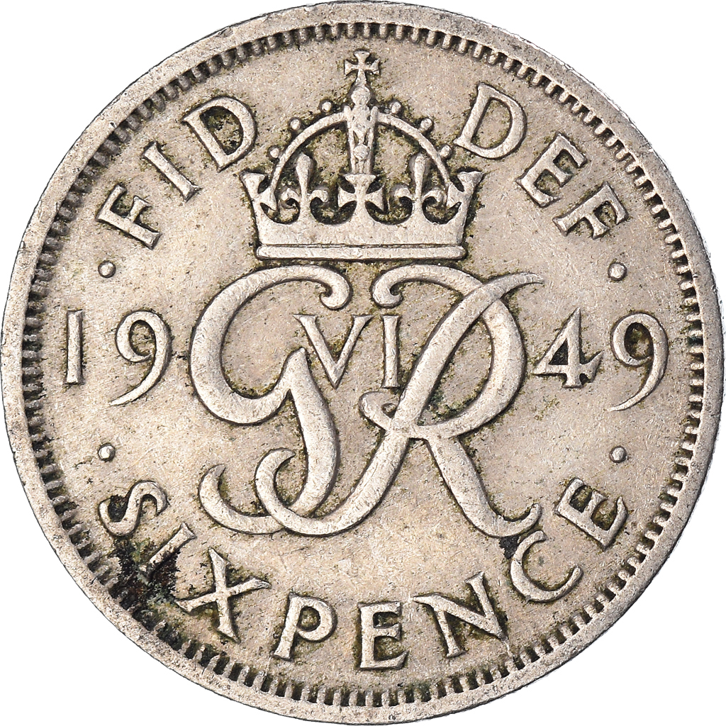 Moneda, Gran Bretaña, 6 Pence, 1949