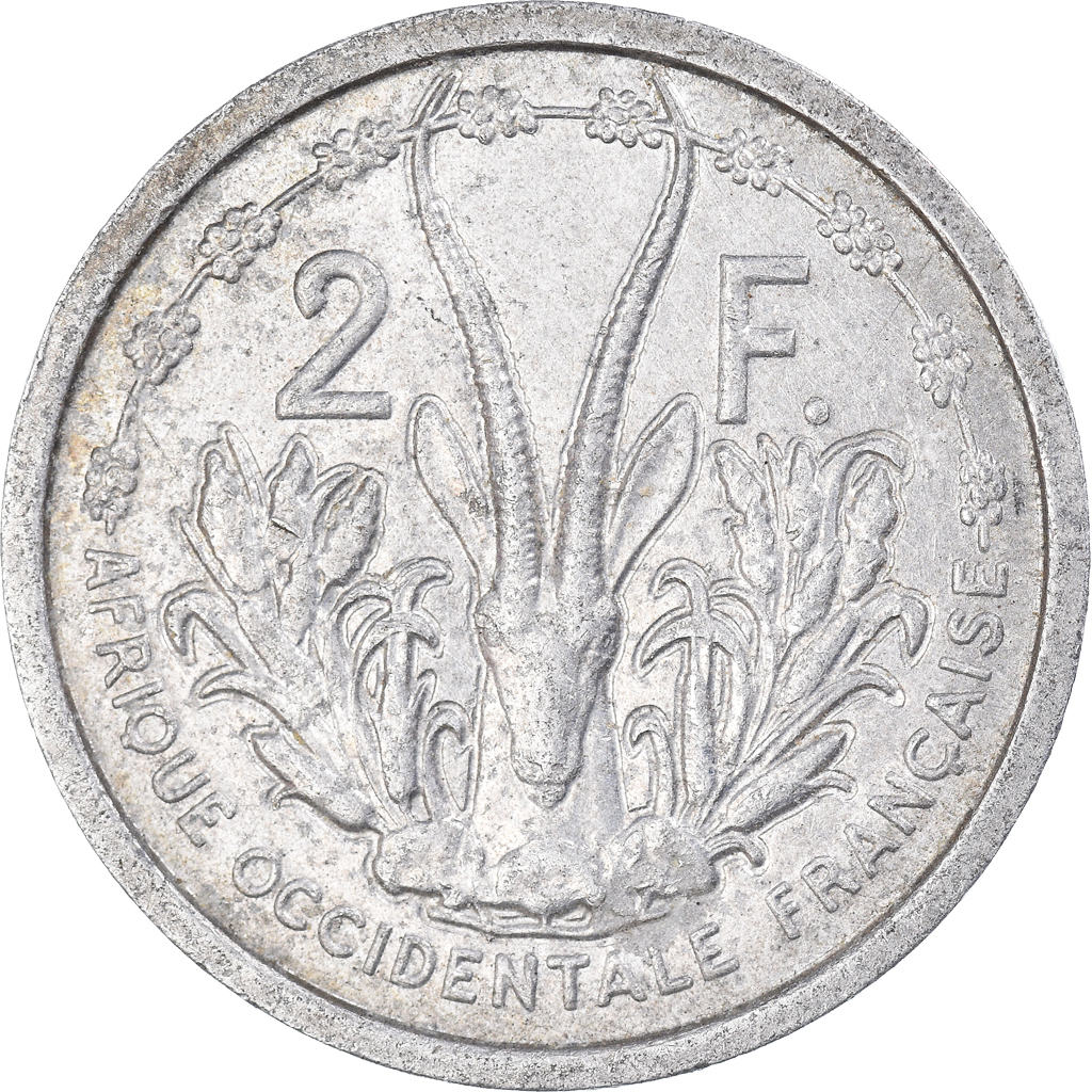 Coin, French West Africa, 2 Francs, 1955