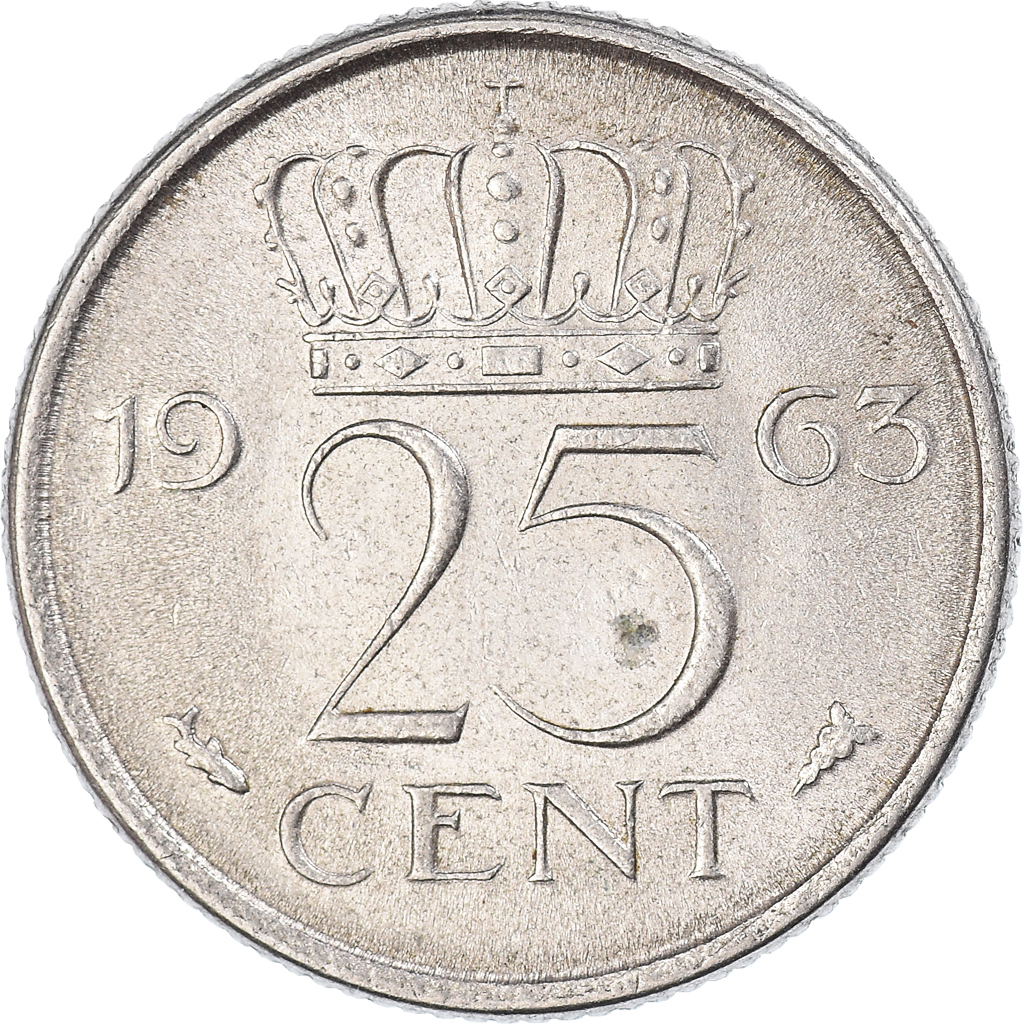 Coin, Netherlands, 25 Cents, 1963