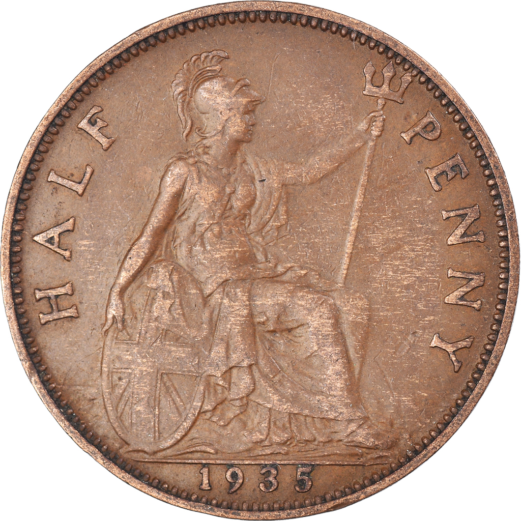 Moneda, Gran Bretaña, 1/2 Penny, 1935