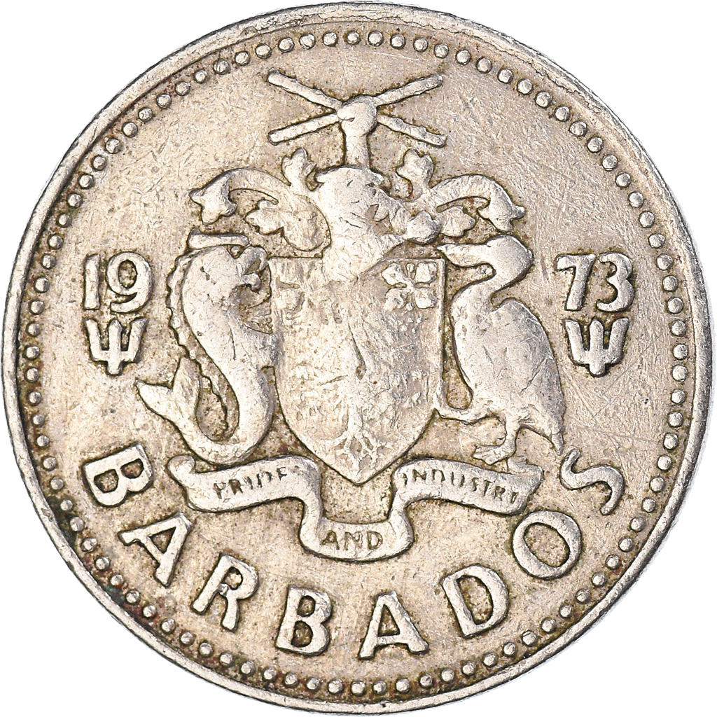 Moneda, Barbados, 25 Cents, 1973