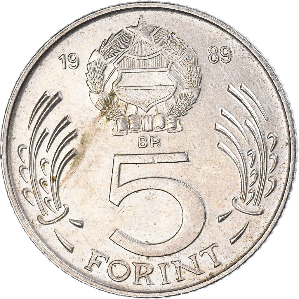Moneda, Hungría, 5 Forint, 1989