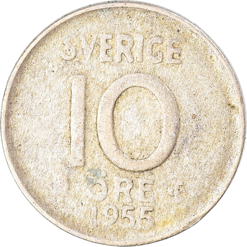 Moneda, Suecia, 10 Öre, 1955