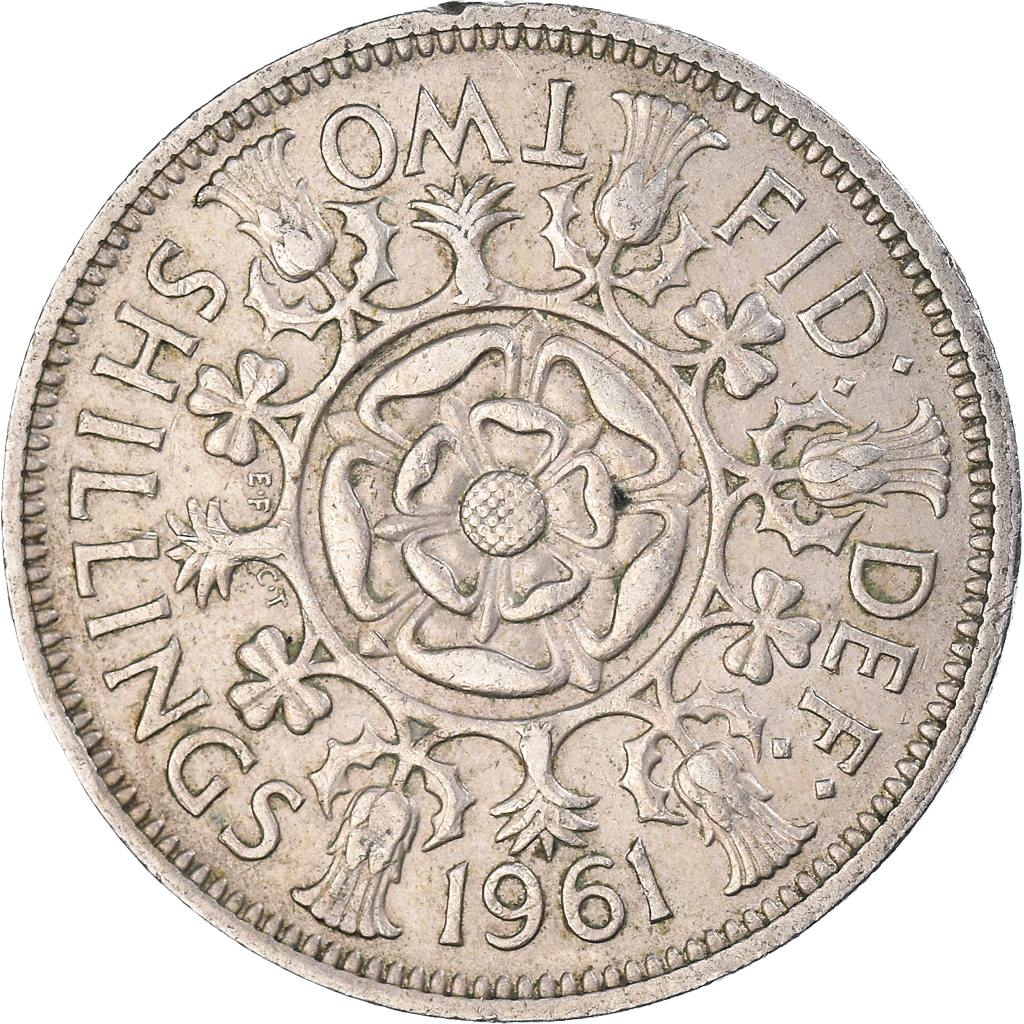 Moneda, Gran Bretaña, Florin, Two Shillings, 1961