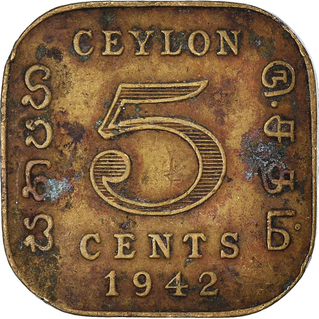 Moneda, Ceilán, 5 Cents, 1942