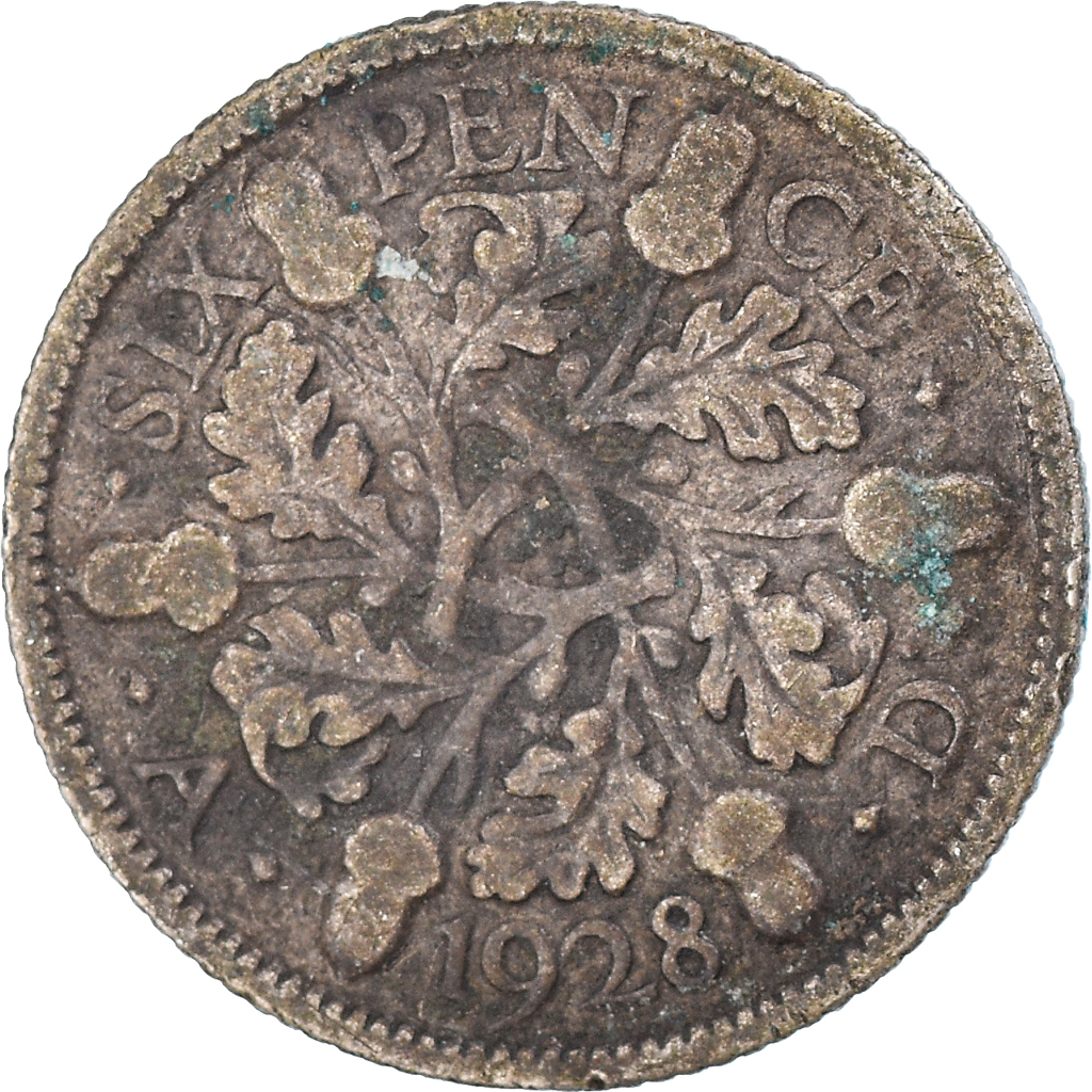 Moneda, Gran Bretaña, 6 Pence, 1928