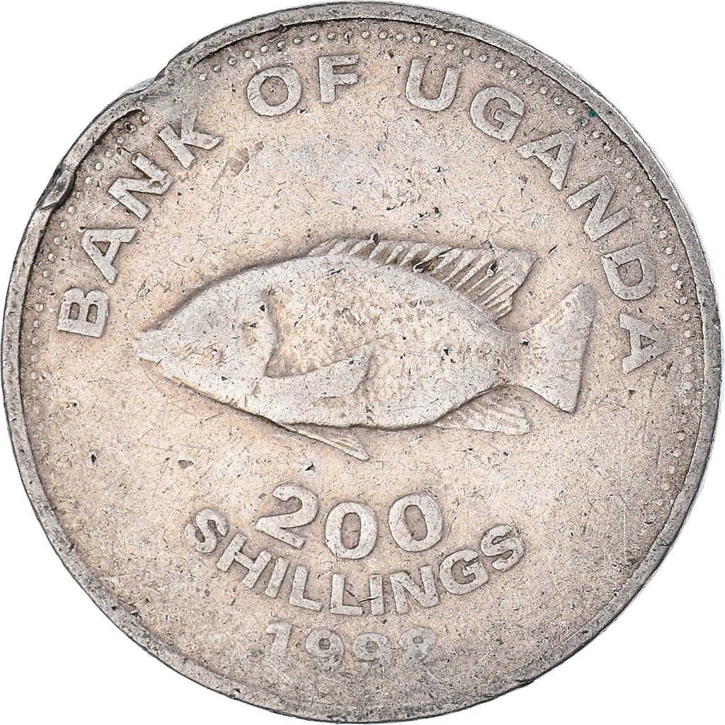 Moneda, Uganda, 200 Shillings, 1998