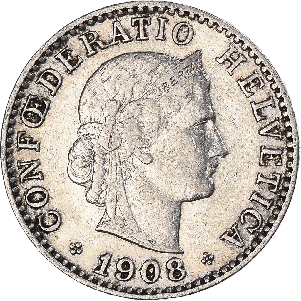 Moneda, Suiza, 20 Rappen, 1908