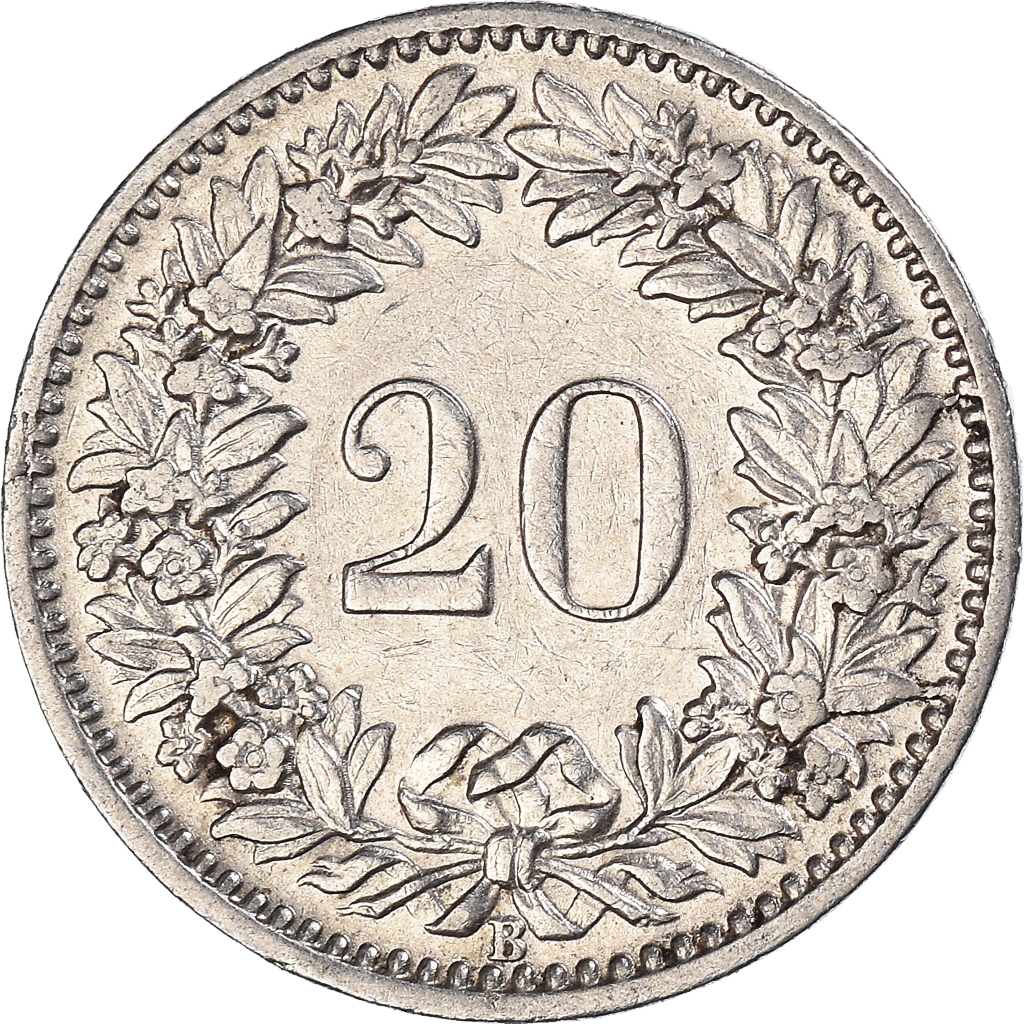 Moneda, Suiza, 20 Rappen, 1908