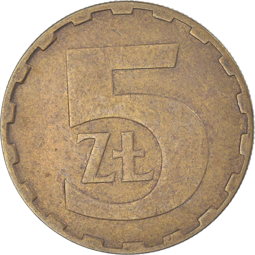 Moneda, Polonia, 5 Zlotych, 1987