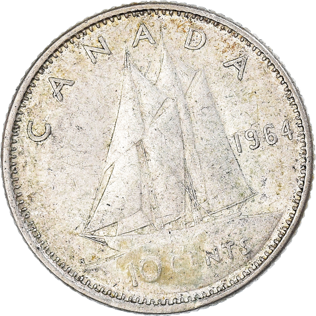 Coin, Canada, 10 Cents, 1964