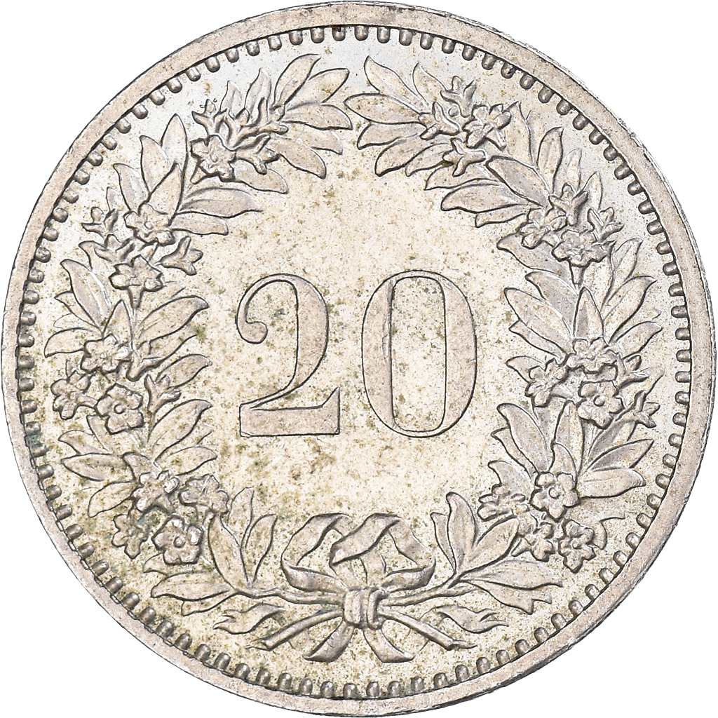 Moneda, Suiza, 20 Rappen, 1976