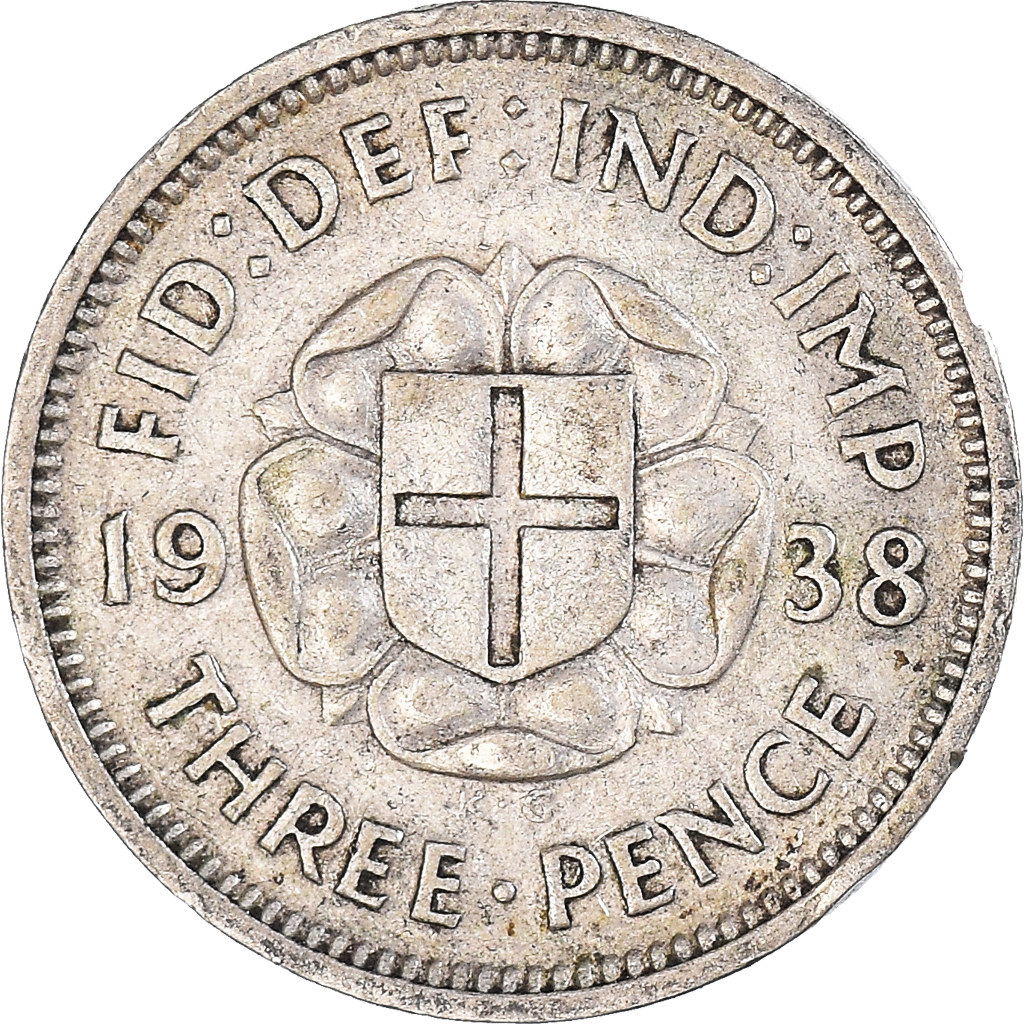 Moneda, Gran Bretaña, 3 Pence, 1938