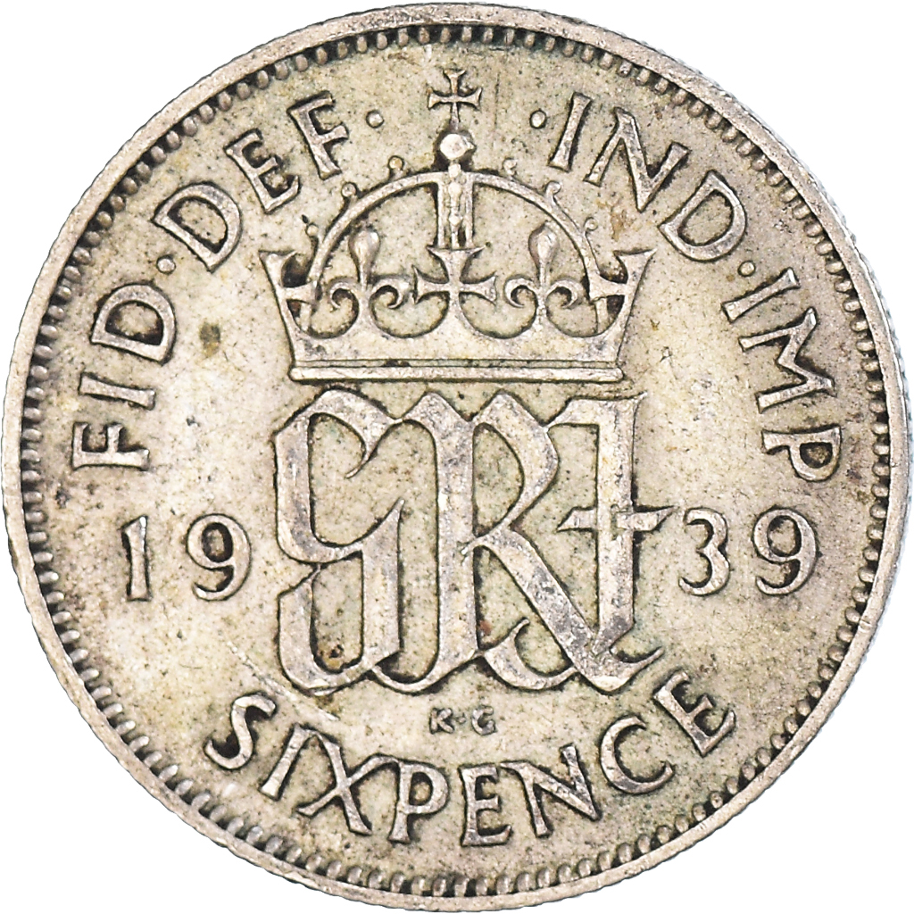 Coin, Great Britain, 6 Pence, 1939