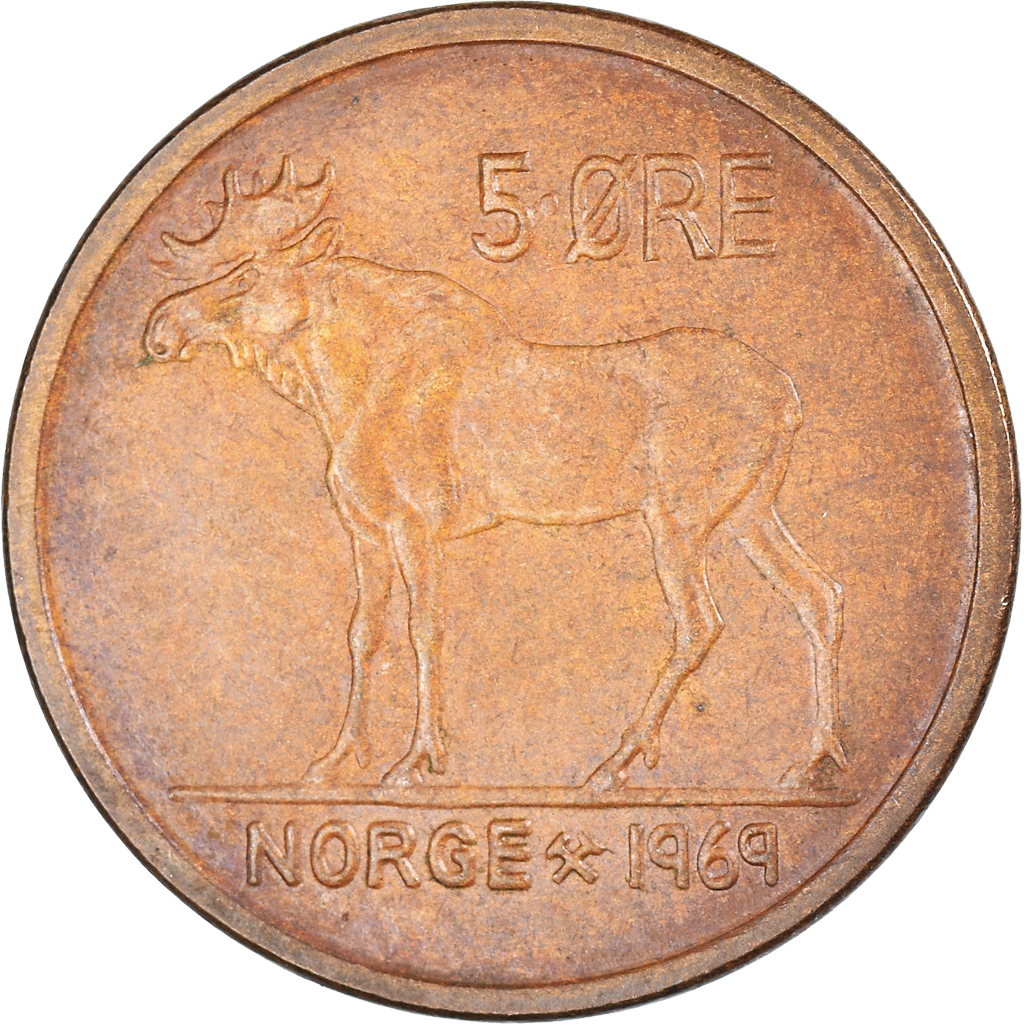 Moneda, Noruega, 5 Öre, 1969
