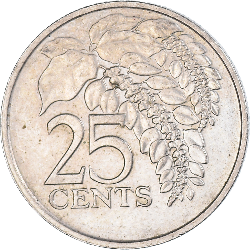 Moneda, TRINIDAD & TOBAGO, 25 Cents, 1977