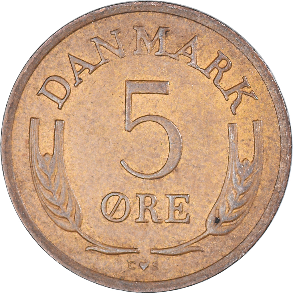 Moneda, Dinamarca, 5 Öre, 1969