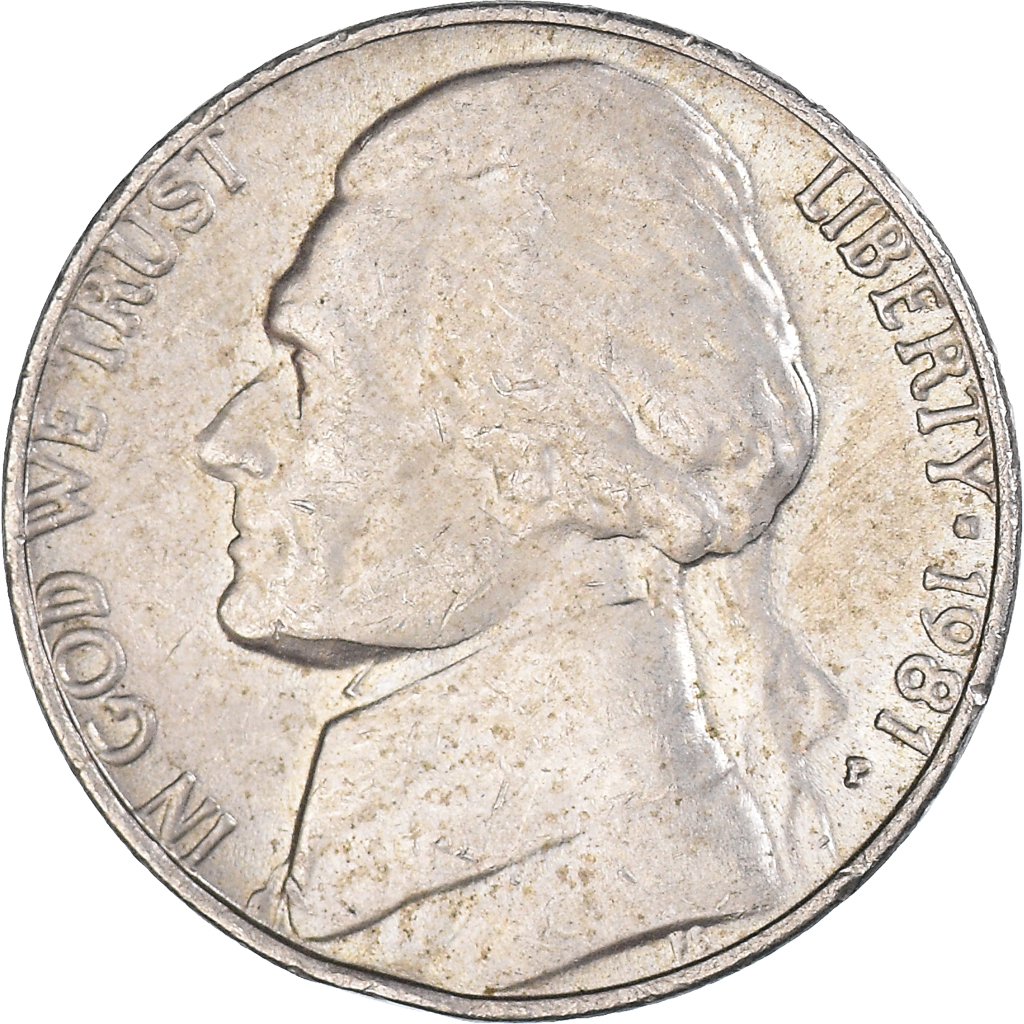 Moneda, Estados Unidos, 5 Cents, 1981