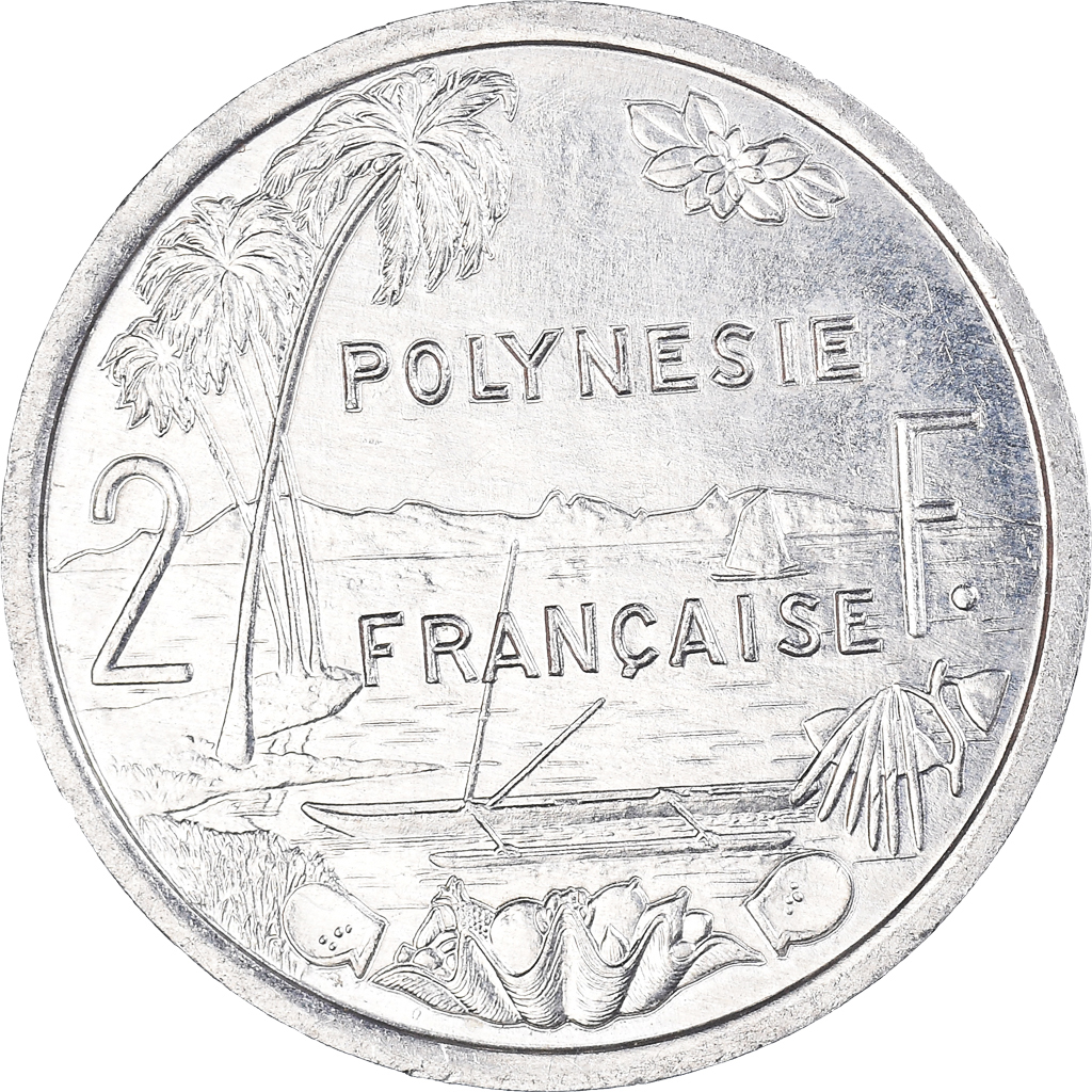 Moneda, Polinesia francesa, 2 Francs, 1990