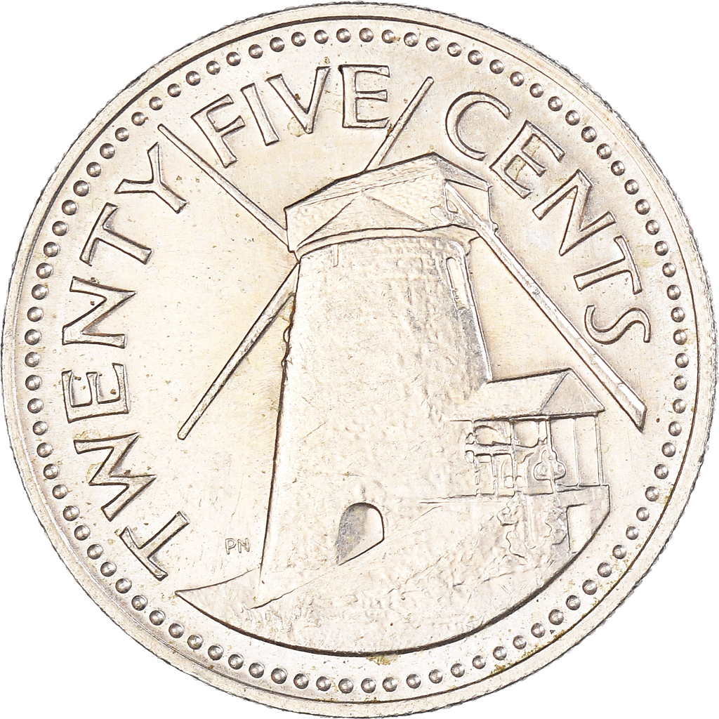 Moneda, Barbados, 25 Cents, 1978