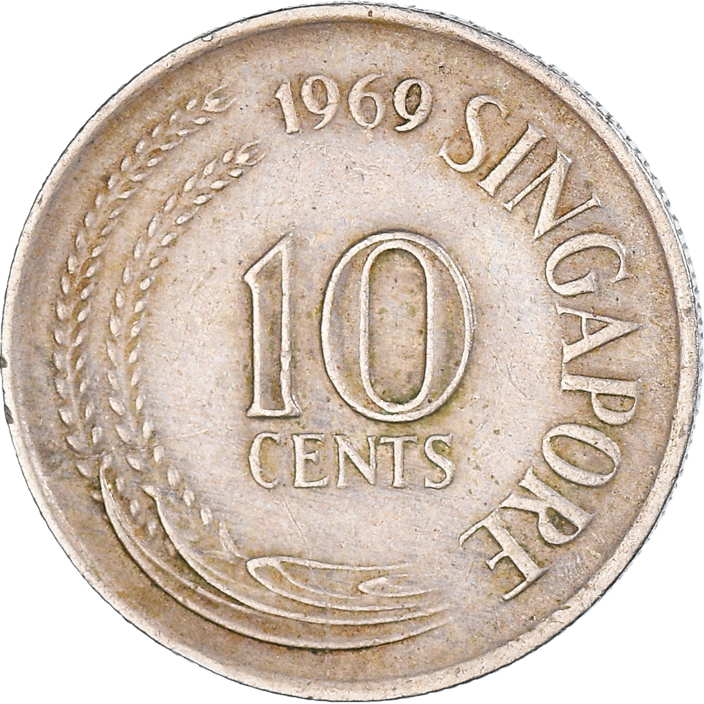 Moneda, Singapur, 10 Cents, 1969