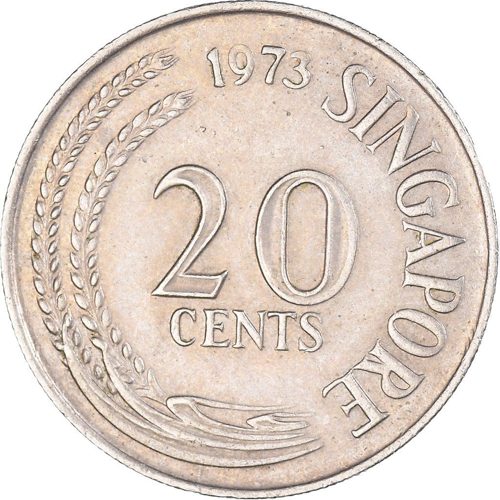 Moneda, Singapur, 20 Cents, 1973