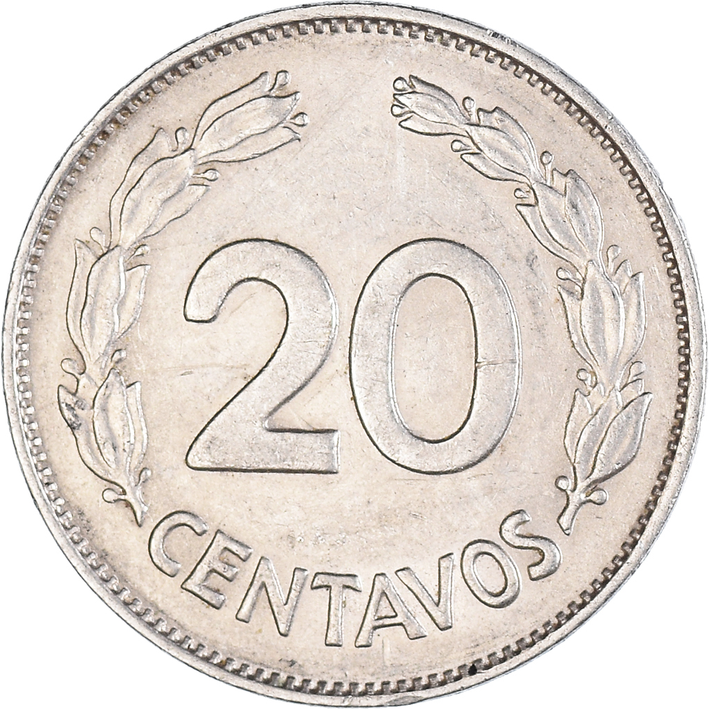 Coin, Ecuador, 20 Centavos, 1971