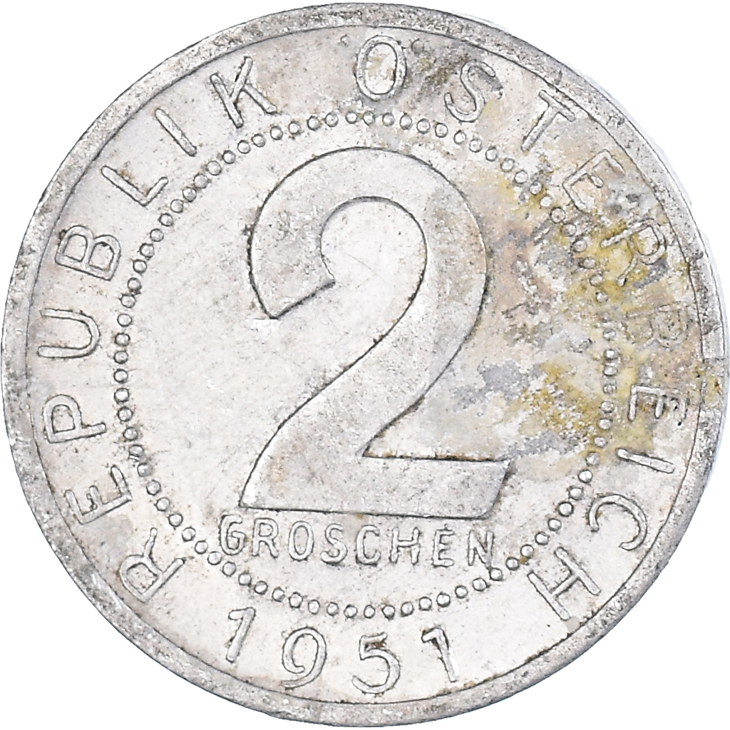 Moneda, Austria, 2 Groschen, 1951
