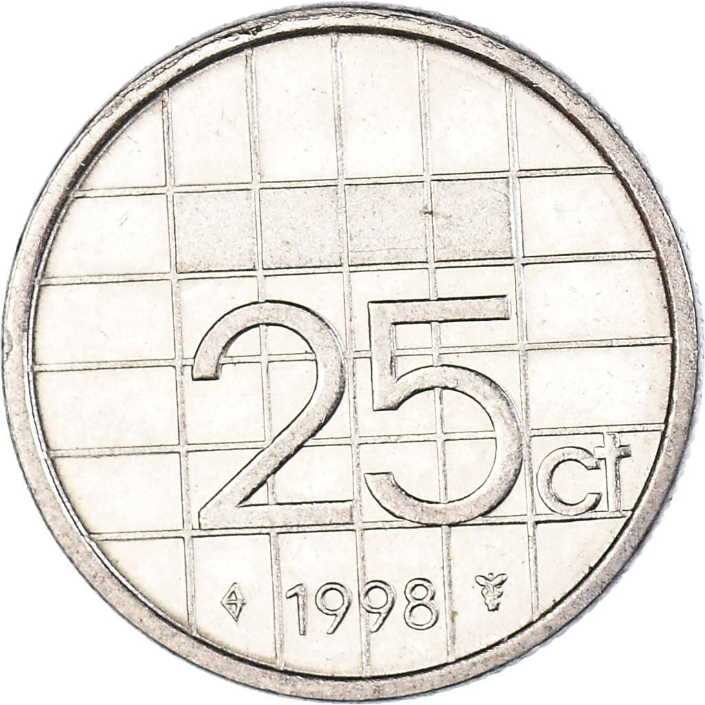 Coin, Netherlands, 25 Cents, 1998