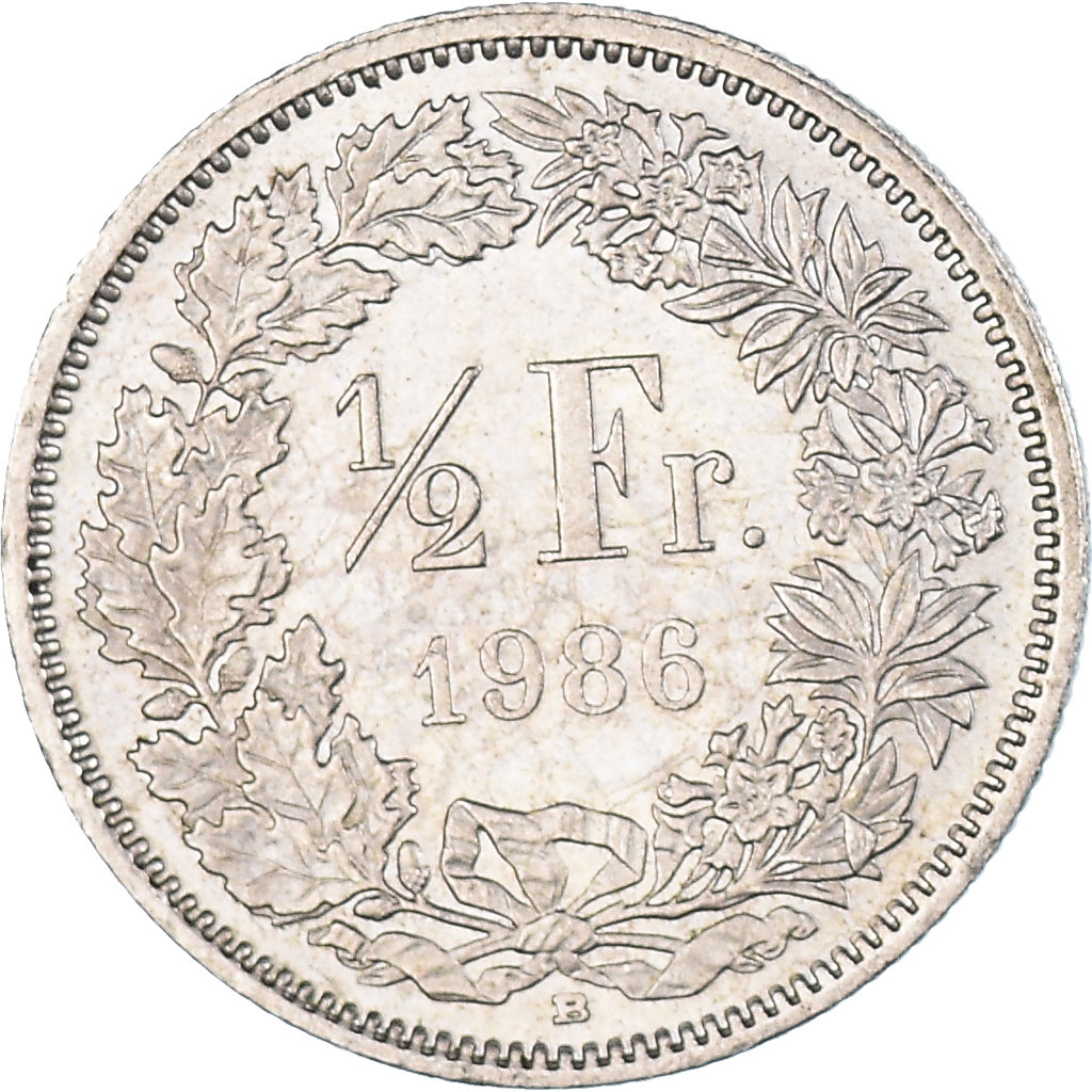 Moneda, Suiza, 1/2 Franc, 1986