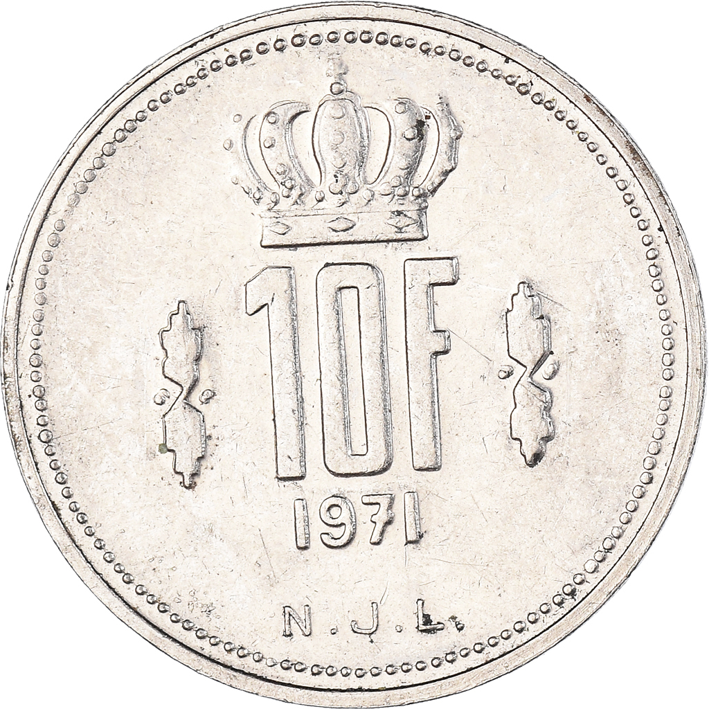 Moneda, Luxemburgo, 10 Francs, 1971