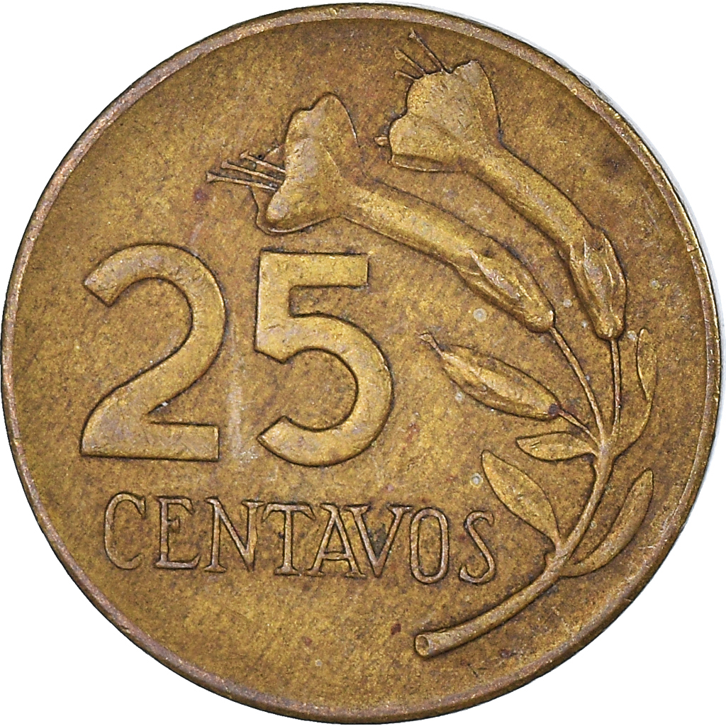 Coin, Peru, 25 Centavos, 1970