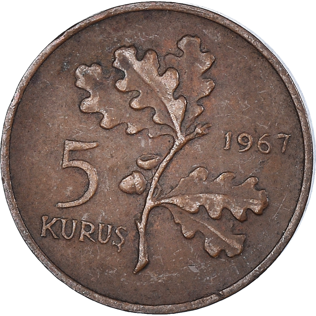 Coin, Turkey, 5 Kurus, 1967