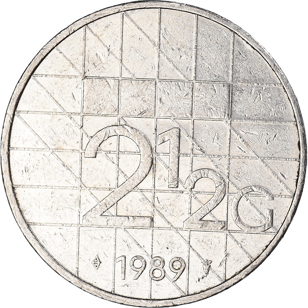 Moneda, Países Bajos, 2-1/2 Gulden, 1989