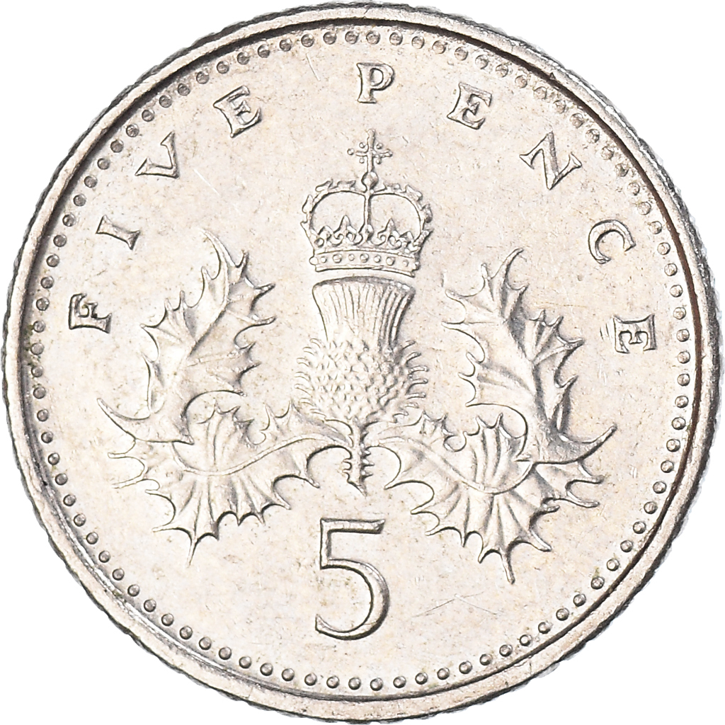 Moneda, Gran Bretaña, 5 Pence, 1999
