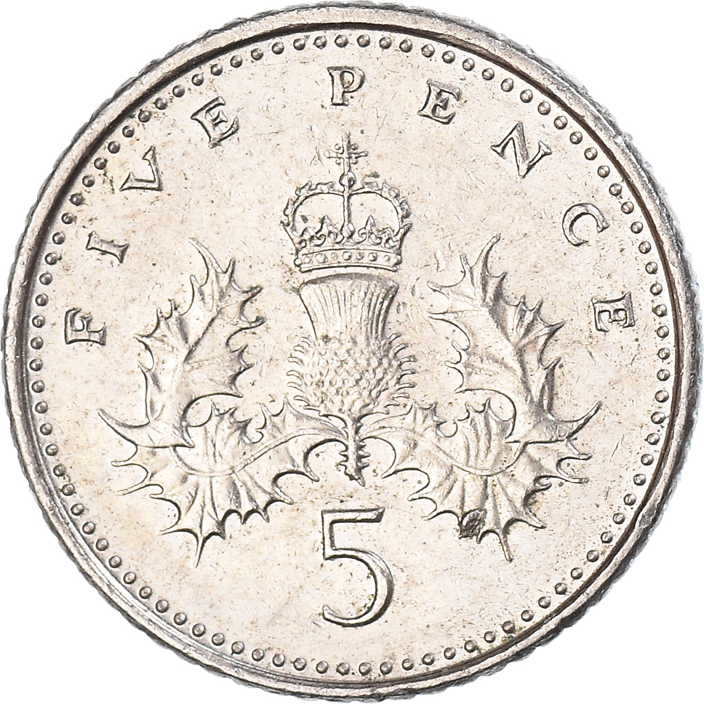 Moneda, Gran Bretaña, 5 Pence, 2000